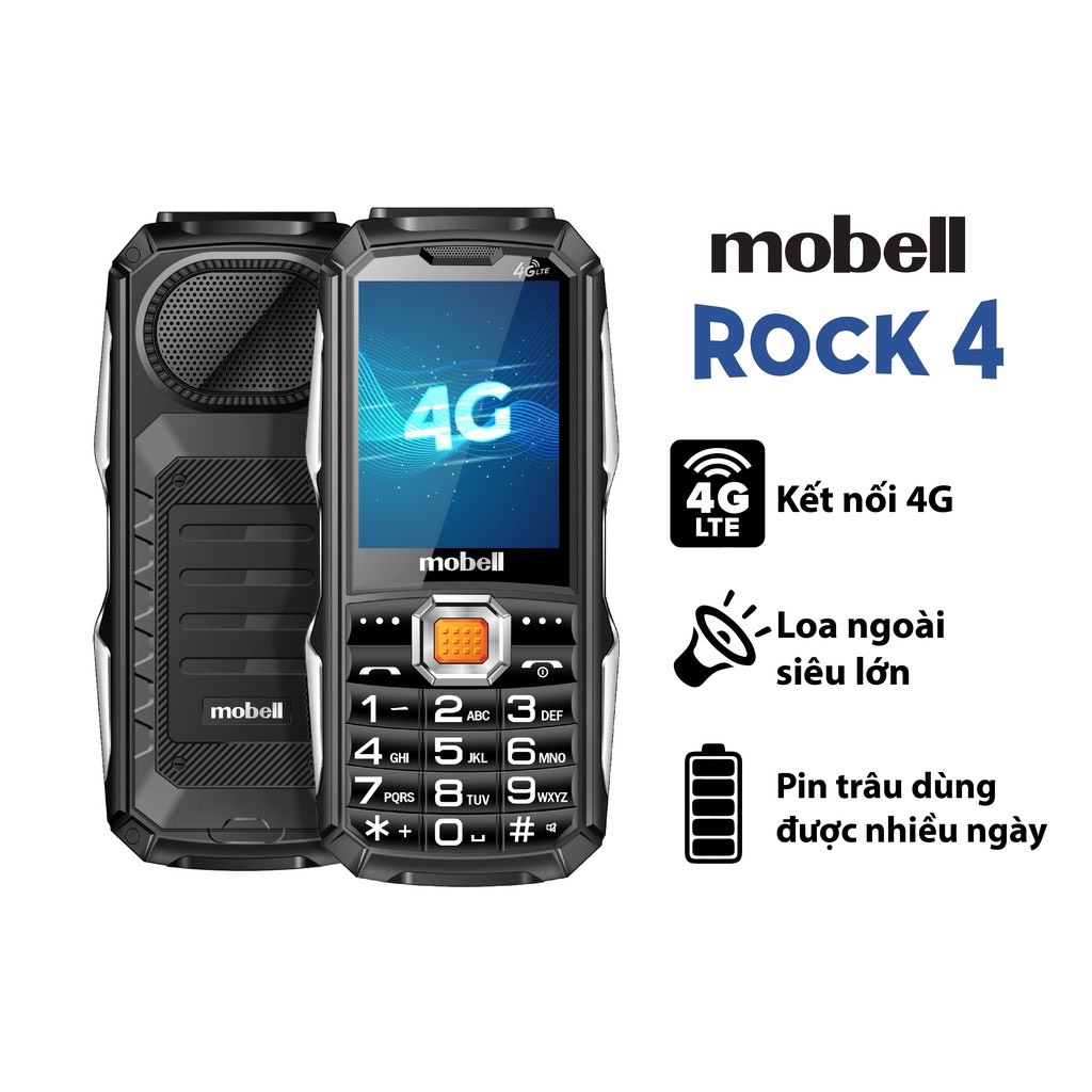 Điện thoại Mobell Rock 4 4G loa to pin trâu Bảo hành 12 tháng
