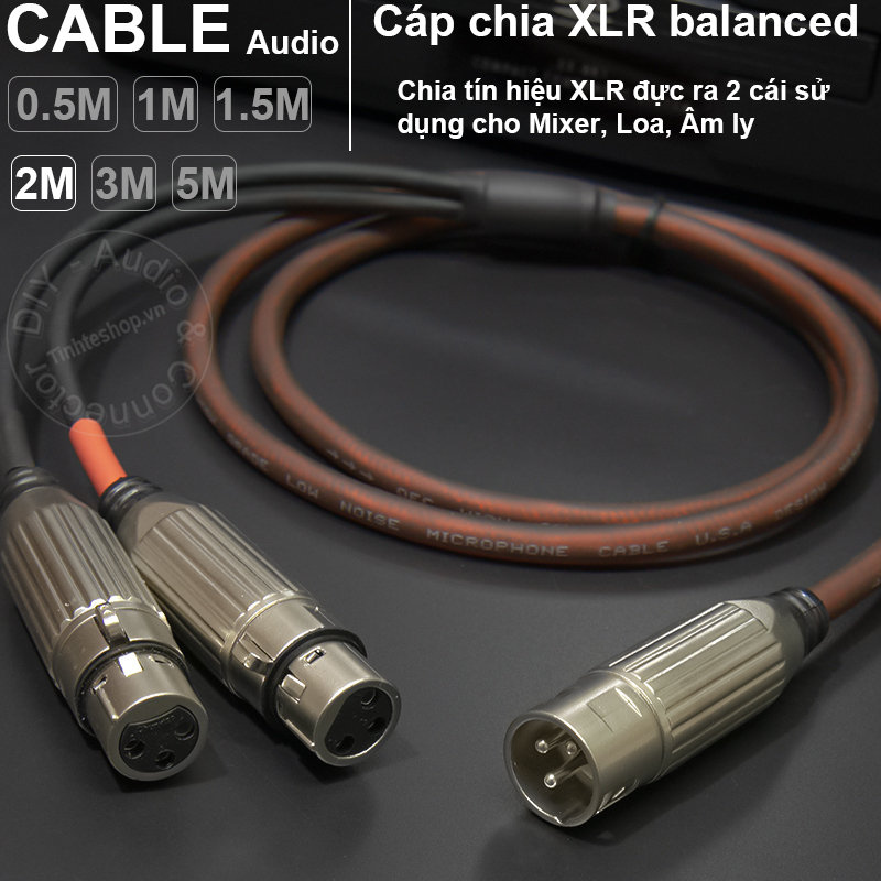 XLR male to 2 XLR female cable DIY 0.5M to 5M
