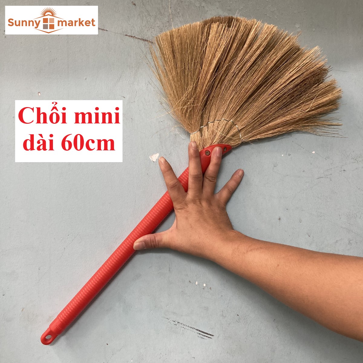 Chổi chít mini cán nhựa dài 60cm, Chổi quét bàn ghế kệ, Chổi bông cỏ cán ngắn, Chổi đót bền đẹp