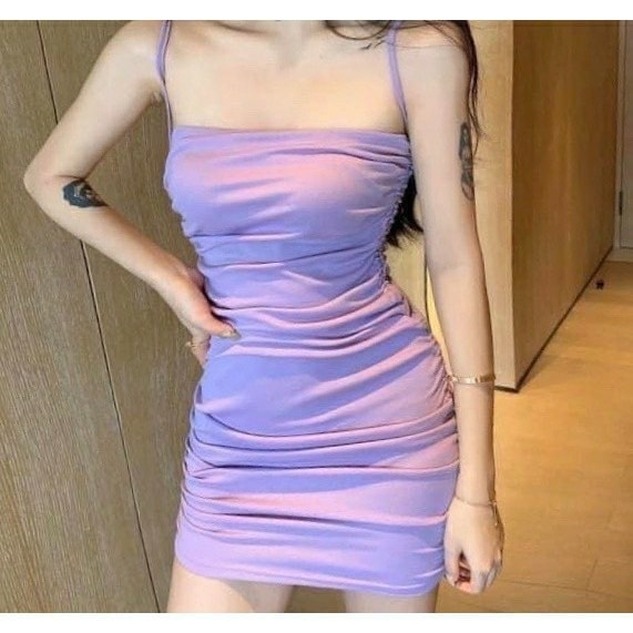 Váy đầm ôm body 2 dây sợi bún bóp eo sexy