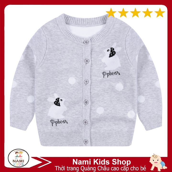 [29T:P] Áo khoác cardigan bé gái hàng Quảng Châu cao cấp họa tiết bông hoa và hươu cao cô