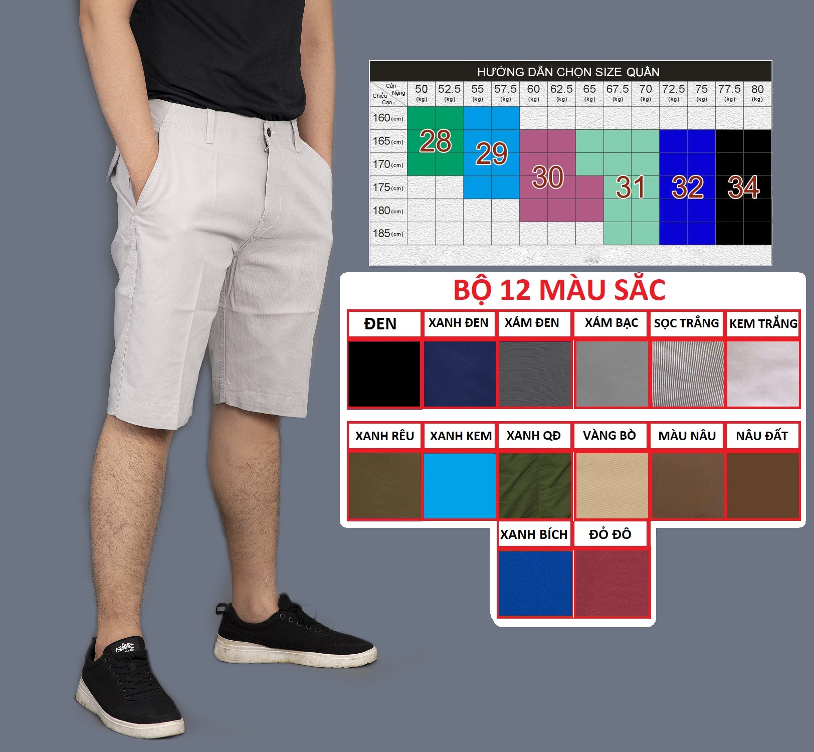 quần sọt kaki nam