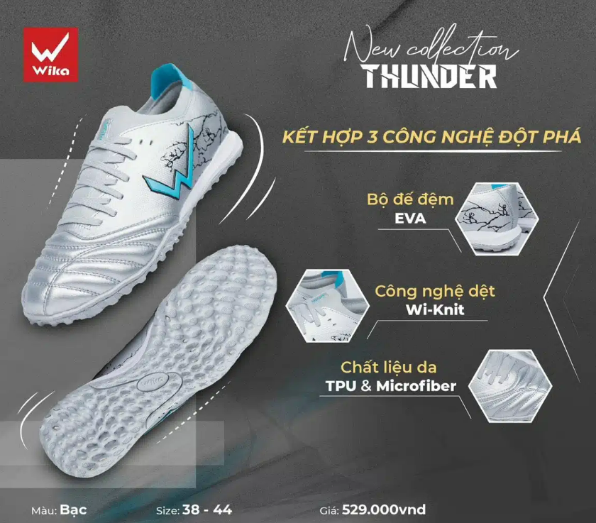 Giày bóng đá Wika Thunder đế TF sân cỏ nhân tạo