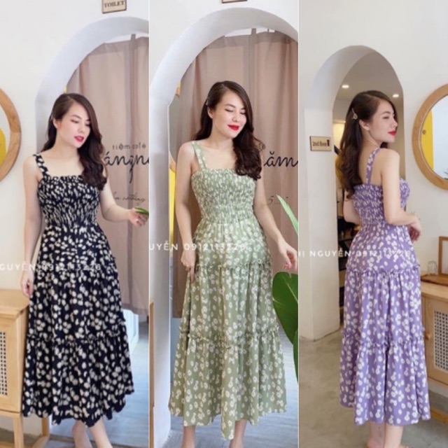 11 mẫu váy hai dây bản to trẻ trung cá tính cho các nàng