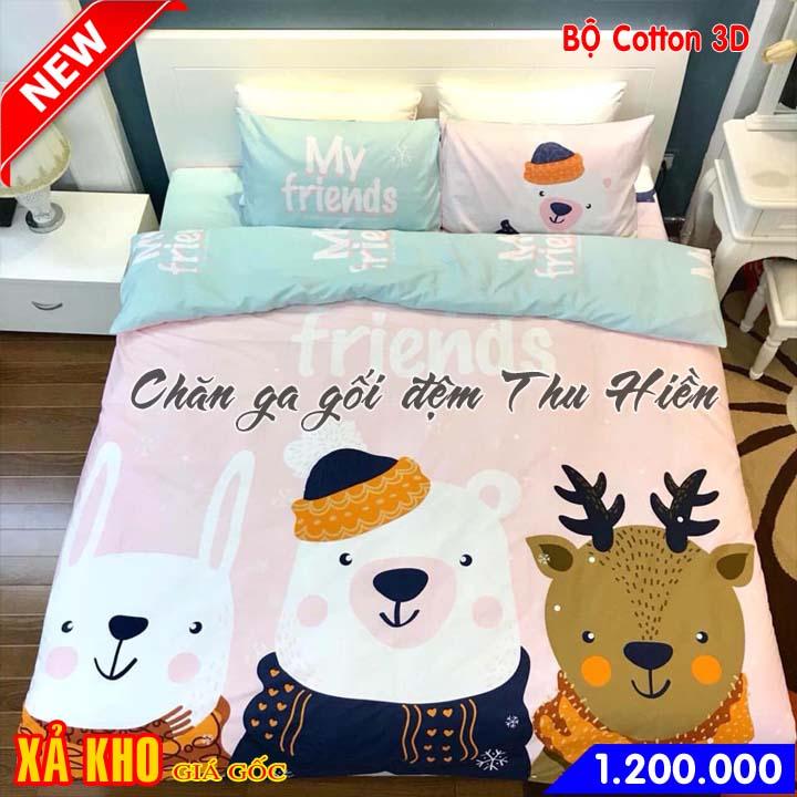 Bộ chăn ga gối cotton 3D cho bé mẫu 31