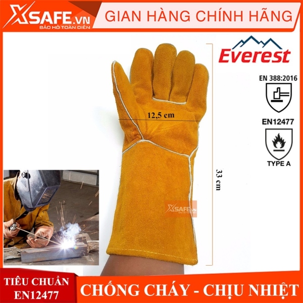 Bảng giá ▫◑ Găng tay hàn Everest EW14 Bao tay hàn da lộn chống cháy chịu nhiệt/tia lửa văng bắn lớp lót chống hầm bí