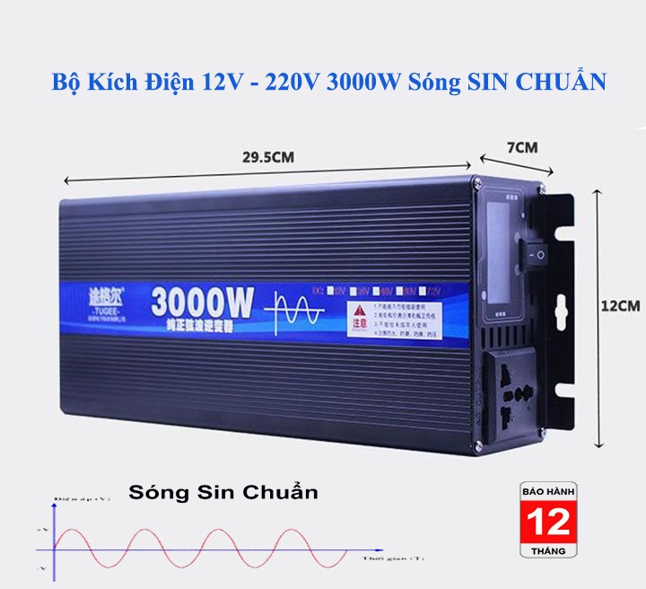 Bộ Đổi Nguồn 12V sang 220V Sin Chuẩn - Bộ Đổi Nguồn 220V Sin Chuẩn - Tây Nguyên Shopping phụ kiện chuyên dành cho xe ô tô