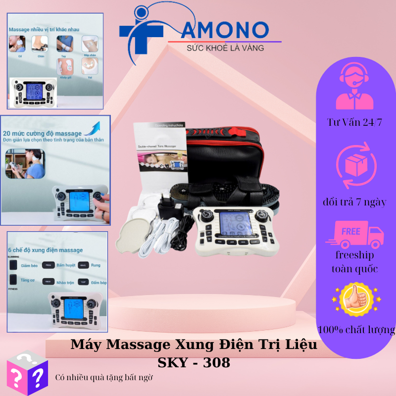 Máy massage xung điện, máy mát xa châm cứu 8 miếng dán SYK-308B