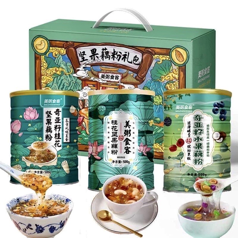 [Tết 2023] Set Quà Tết Bột Củ Sen tặng biếu Lễ Tết (có thể đổi mix mùi vị theo ý thích)