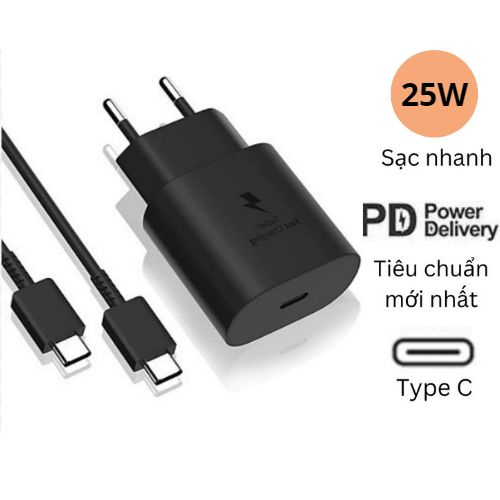 Bộ sạc SS sạc nhanh PD25W type C to type C dùng cho note 10 note 10 plus s20 s22
