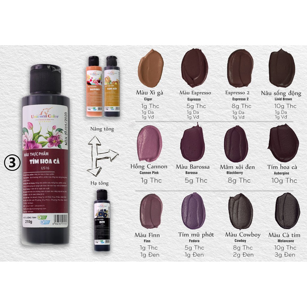 Màu thực phẩm 210g - Tím hoa cà MS03 (Syrup color purple) - Unicorn color