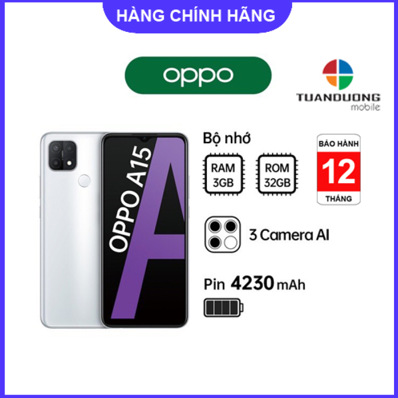 Điện thoại OPPO A15 3GB/32GB - Hàng Mới Nguyên Hộp - Bảo Hành Chính Hãng