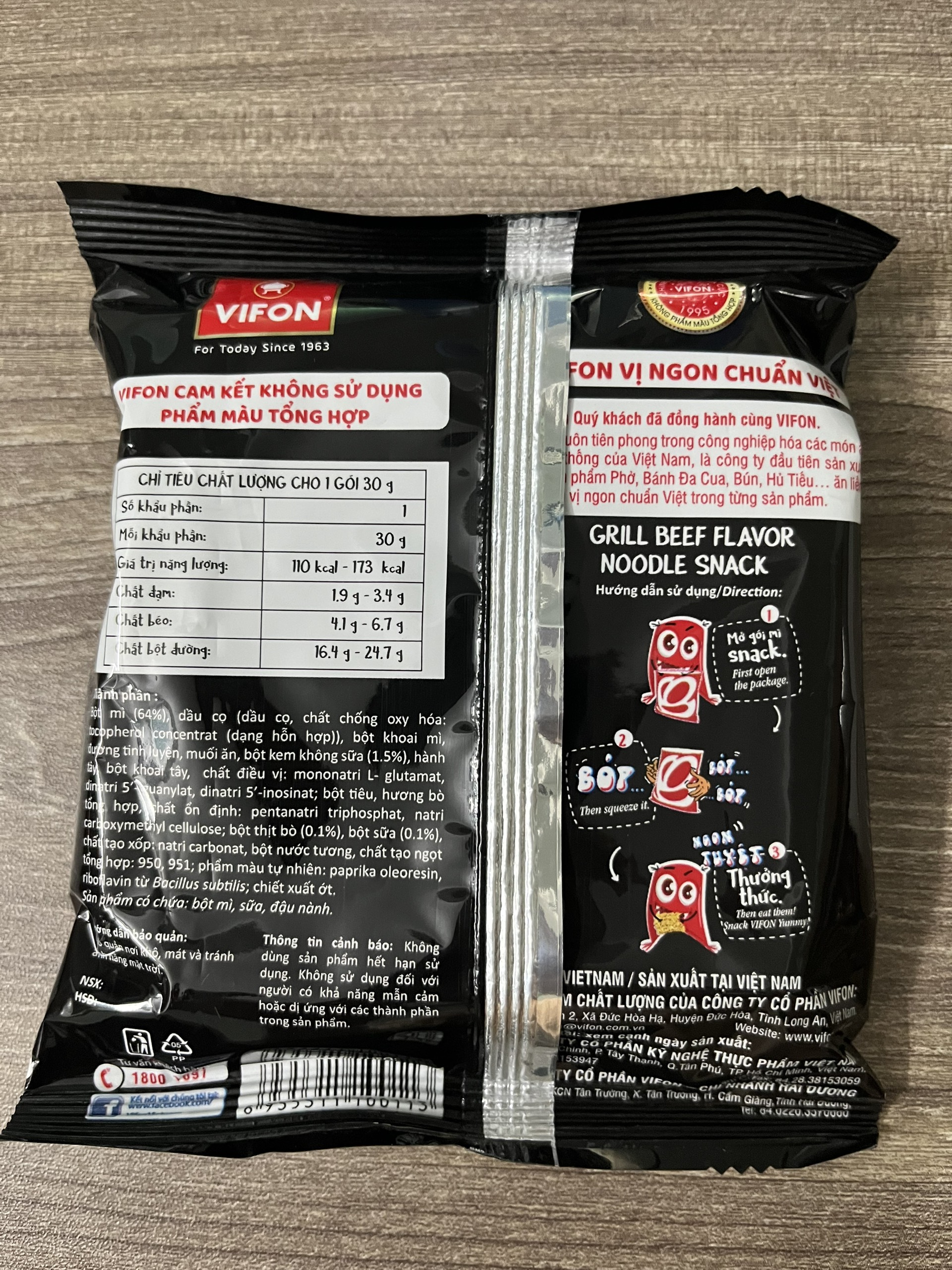 Snack mì tôm vị bò nướng Vifon 30g