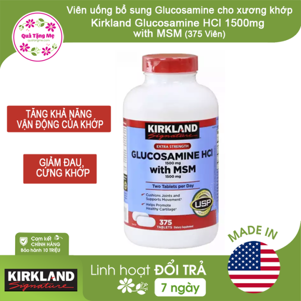 [HCM]Thực phẩm chức năng Viên uống bổ sung Glucosamine cho xương khớp - Kirkland Glucosamine HCl 1500mg with MSM (375 Viên)