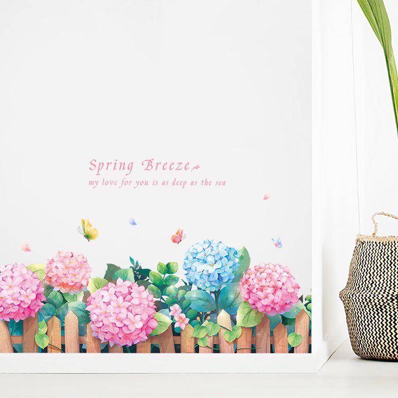 decal dán chân tường cẩm tú cầu