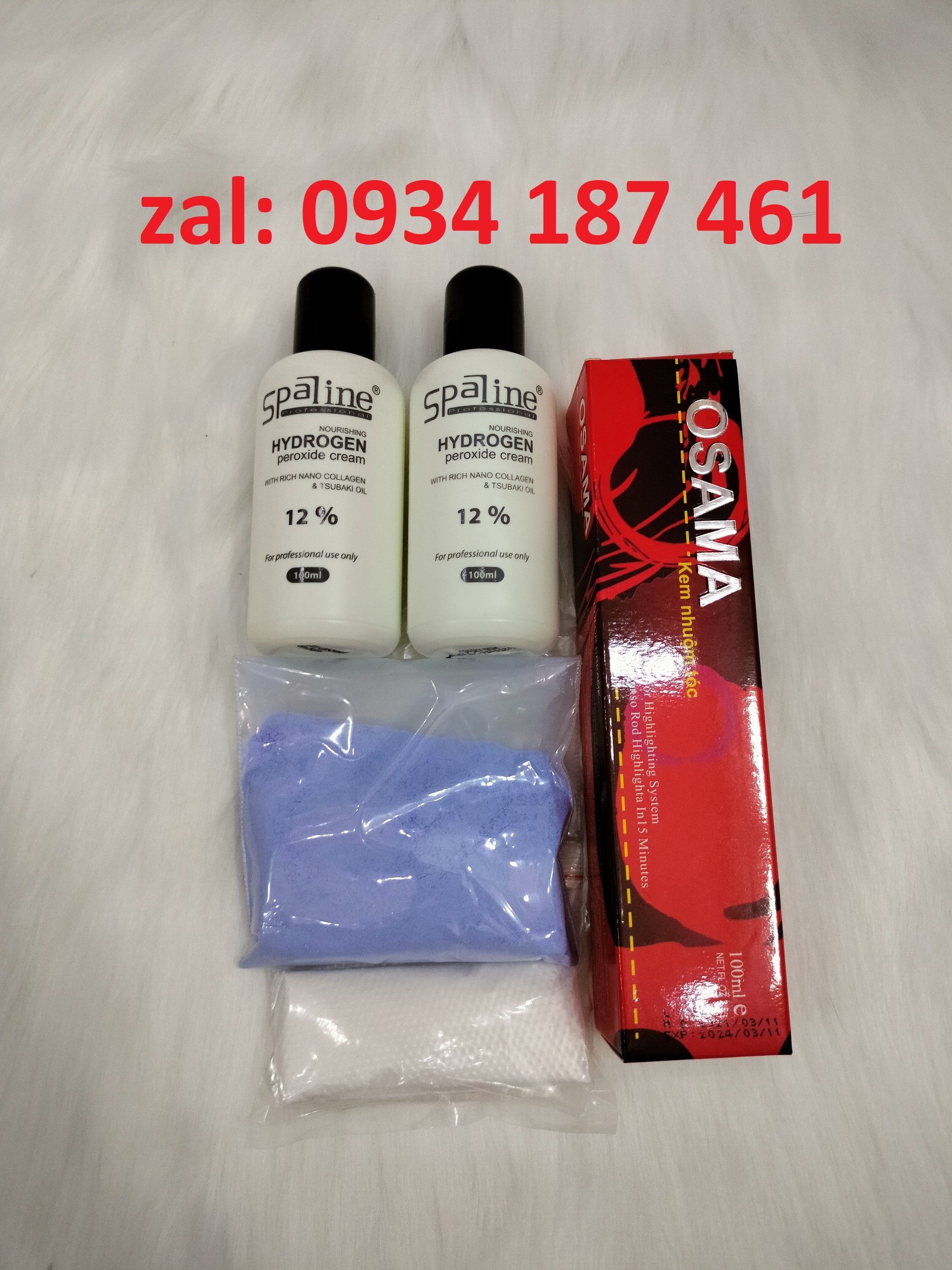 Combo nhuộm osama, 2 oxy, bột tẩy, bao tay, hdsd