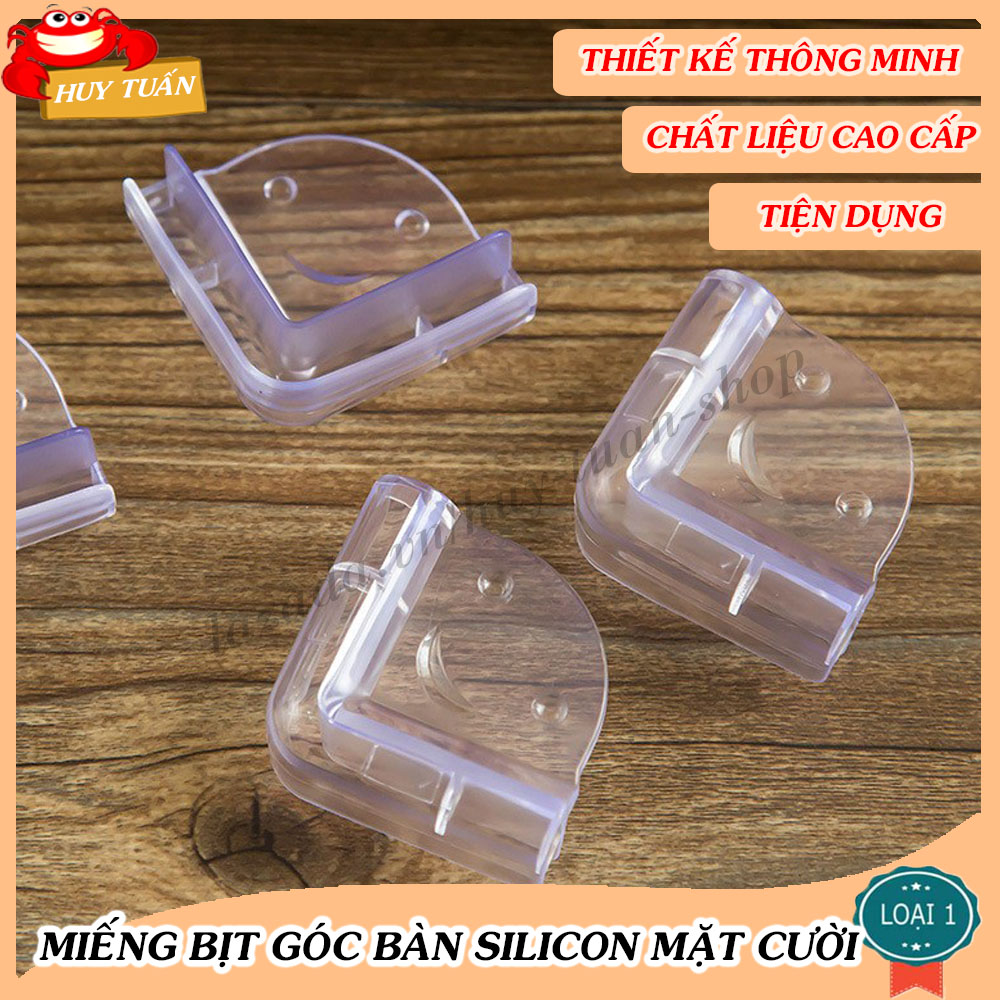 Bộ 4 miếng bịt góc bàn vuông, set 4 miếng bịt góc bàn Silicon an toàn cho bé