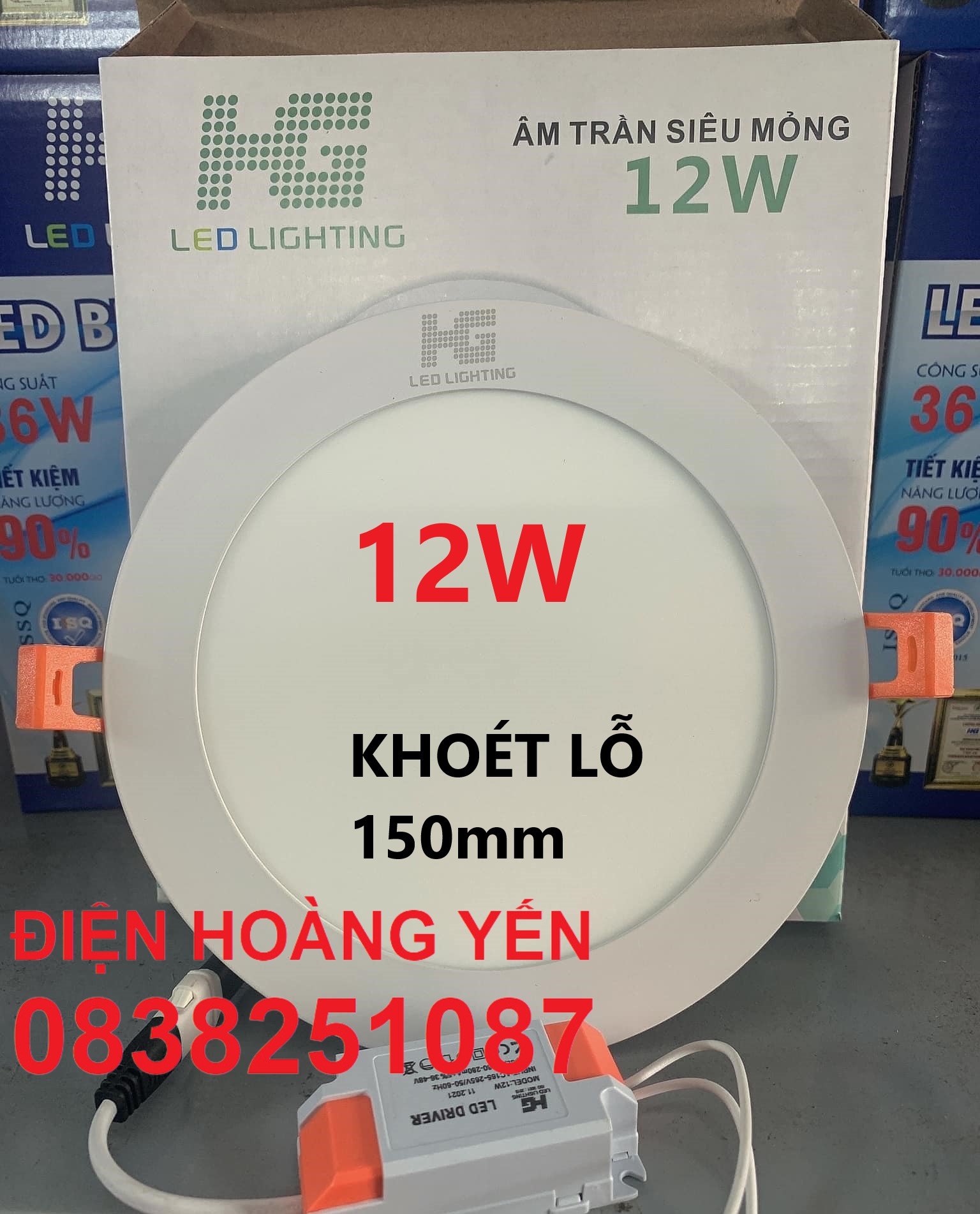 Đèn led âm trần hg tròn 6w, 9w, 12w