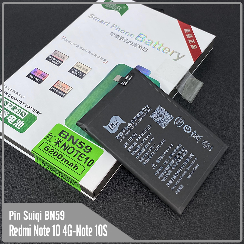 Pin suiqi li-ion thay thế cho xiaomi redmi note 10 4g - redmi note 10s bn59 5200mah