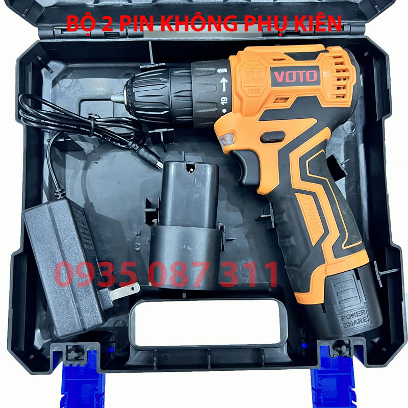 Máy Khoan Pin 18V Không Chổi Than VOTO VTK18KT Nhỏ Gọn Siêu Khoẻ Pin 4 Cell