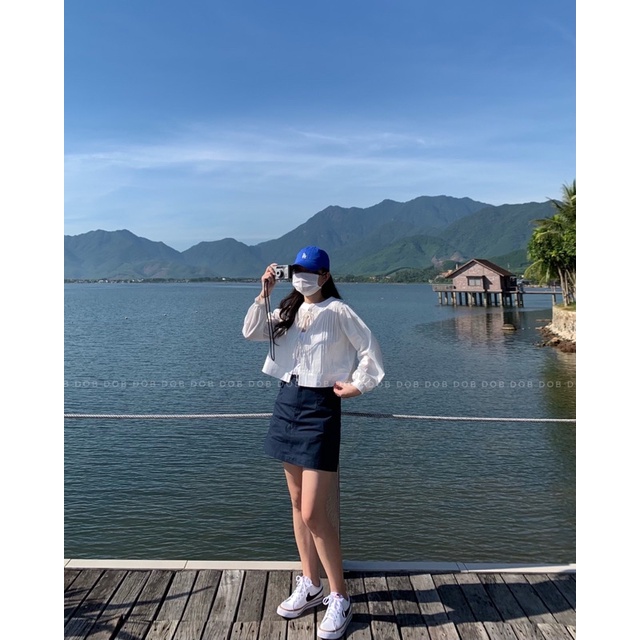 DOB - Áo kiểu xếp buộc hai dây nơ A0721.
