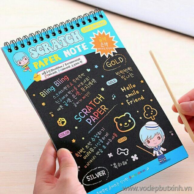 (Lẻ = Sỉ) Sổ Vẽ Ma Thuật Cầu Vồng A5, Scratch Note (14Cm * 20Cm)