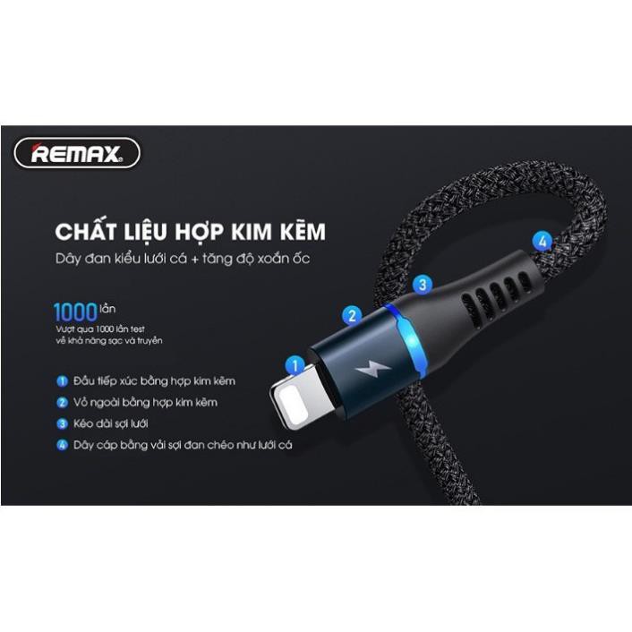 Cáp sạc thông minh chống đứt Lightning/ Type C/ Micro Remax RC-152 2.4A ( HÀNG CHÍNH HÃNG )
