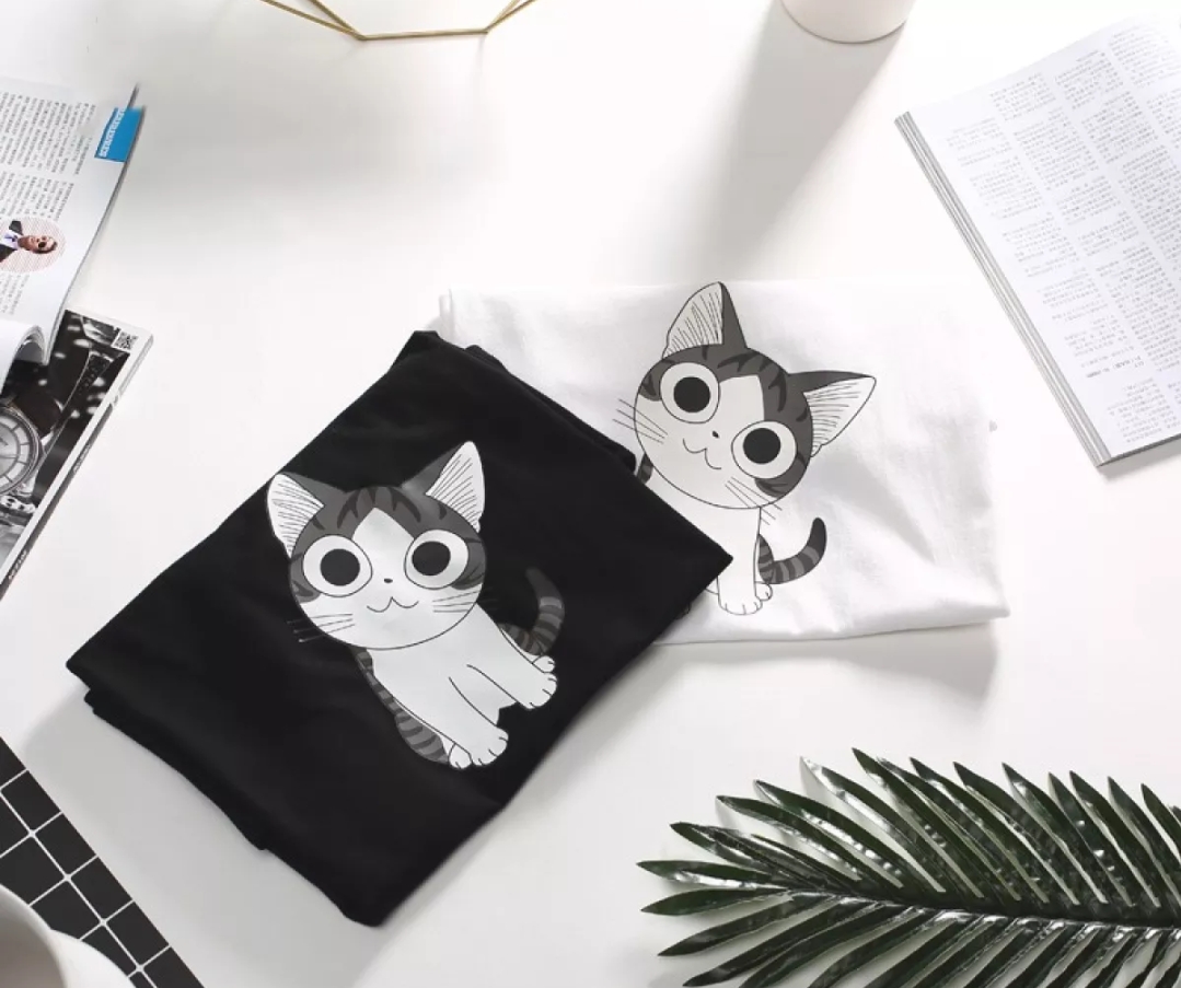 [HCM]Áo thun nam form rộng Hàn Quốc in hình Mèo Mắt To độc đẹp không phai màu không dính giặt vải dày mịn mát