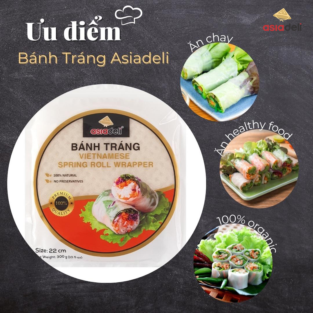 Bánh Tráng Cuốn 22cm Asiadeli gói 300g Hàng Xuất Khẩu