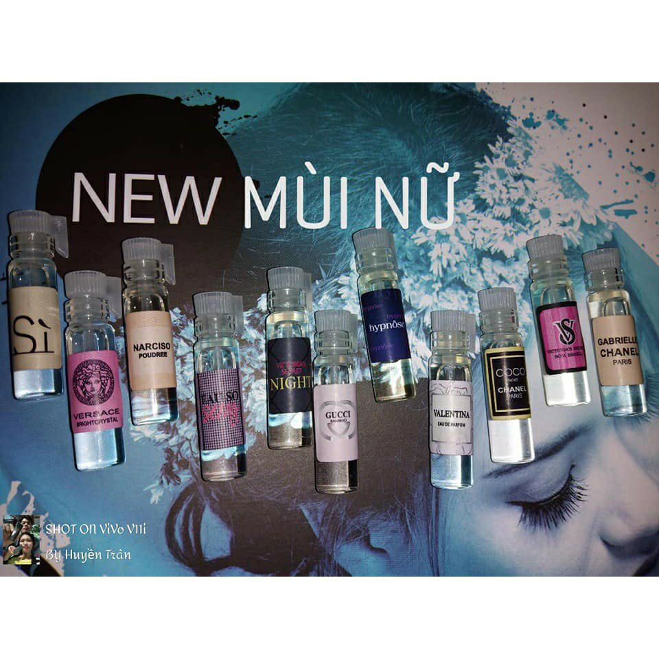 [HCM]Bộ Test 18 Chai Tinh Dầu Nước Hoa Pháp Hparfum [ 11 Mùi Nữ - 7 Mùi Nam]