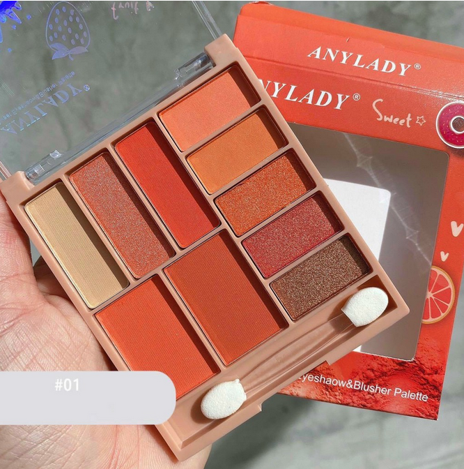 Phấn mắt Anylady 10 ô có má hồng