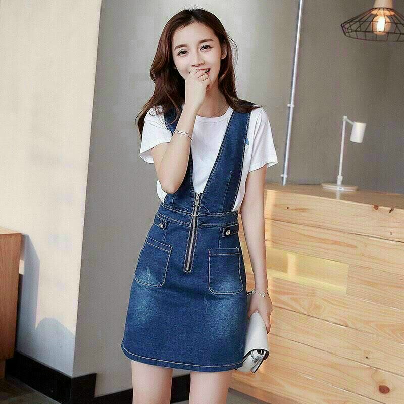 Yếm jean phối kéo