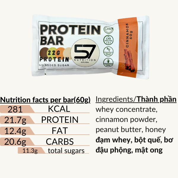 Thanh Protein Bar | 22g PROTEIN | 57 Nutrition