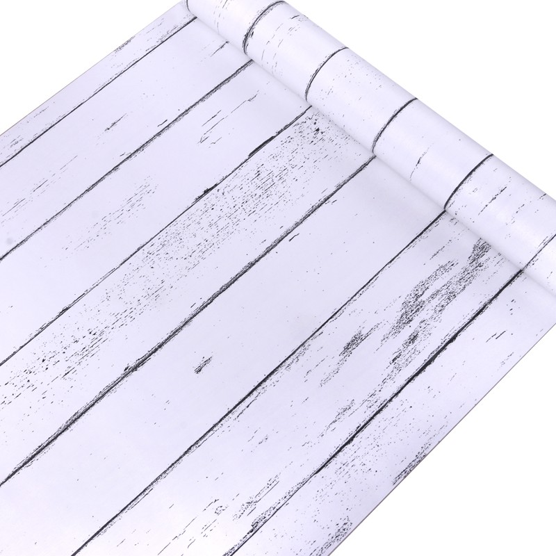 Decal giấy dán tường gỗ trắng