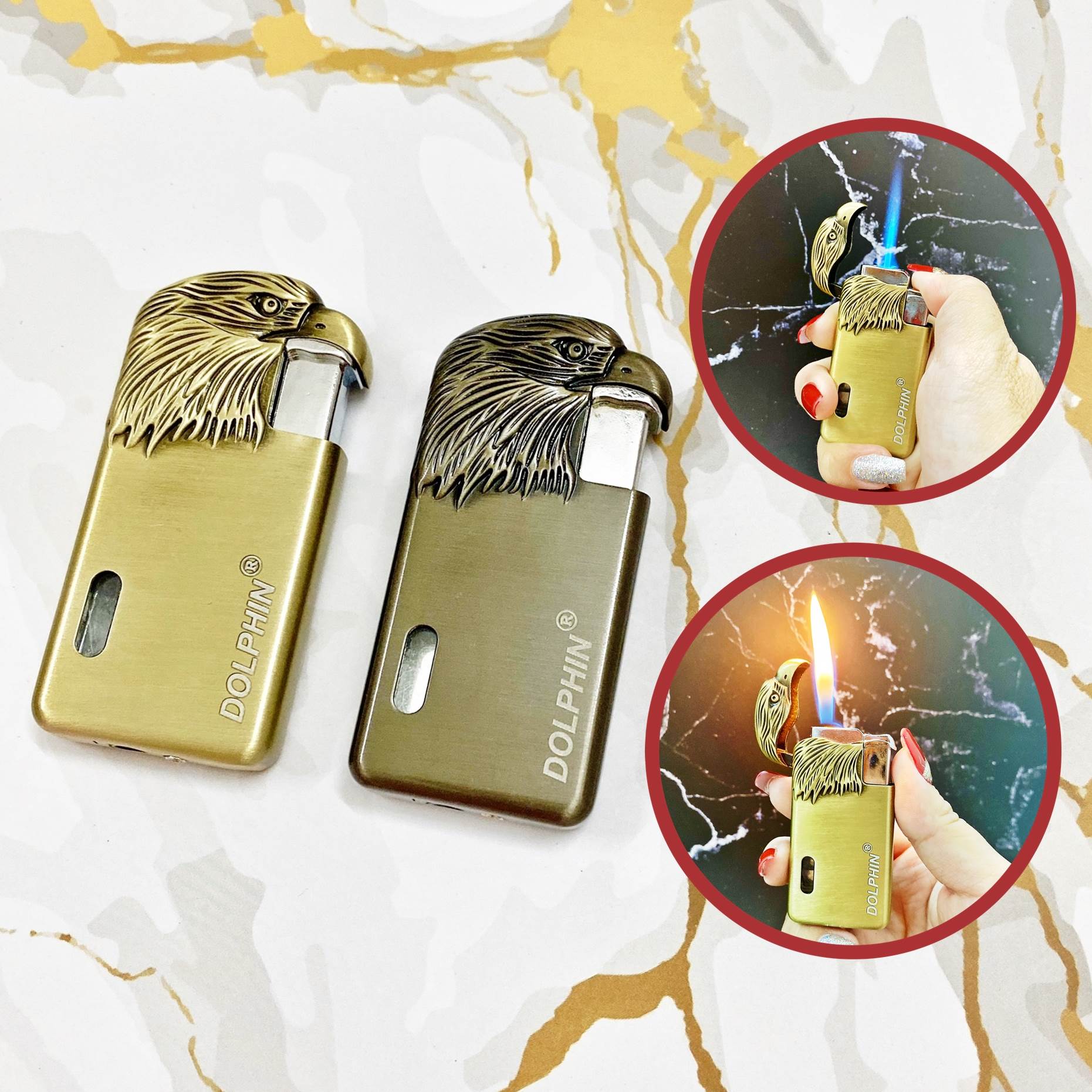 BẬT LỬA DOL-PHIN 2 CHẾ ĐỘ LỬA HÌNH ĐẦU ĐẠI BÀNG (LỬA NGỌN VÀ LỬA KHÈ) - (XÀI GAS)