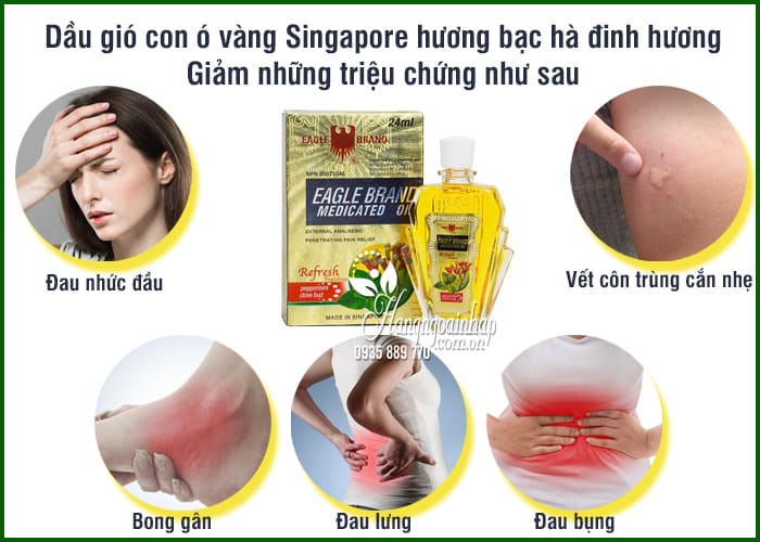 [HCM]Dầu Gió Vàng Singapore Con Ó Eagle Brand 24ml