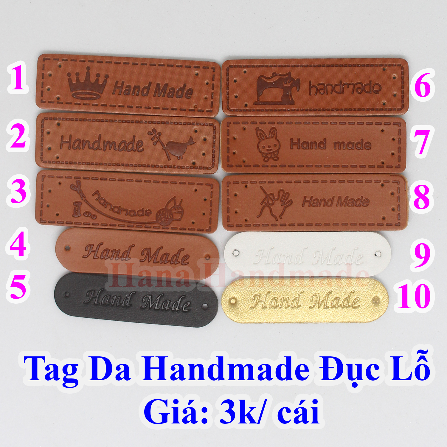 Tag da Handmade đục lỗ 4k/ cái