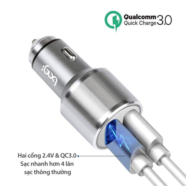 Sạc ô tô Bagi có sạc nhanh Qualcomm Quick Charge 3.0