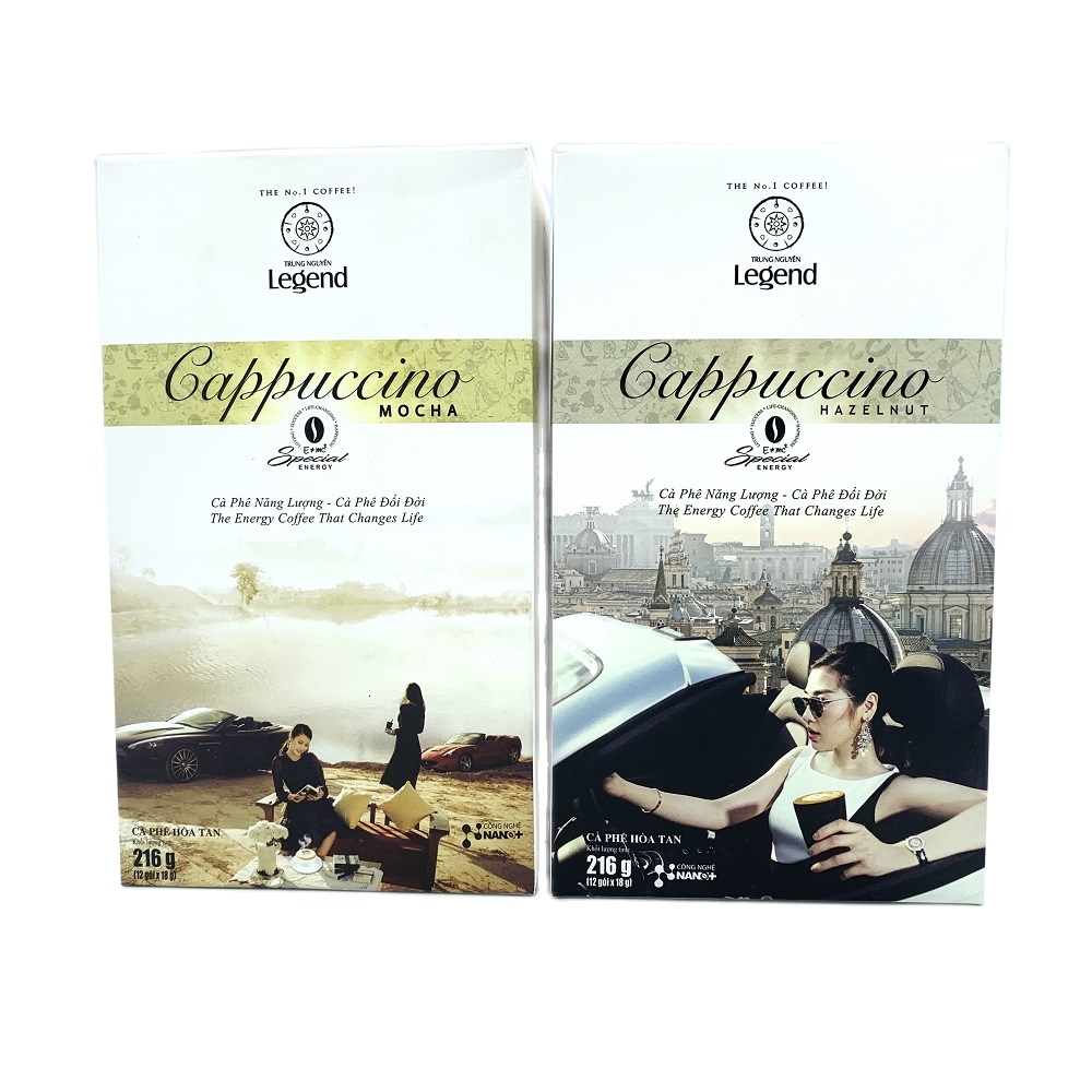 Combo 02 Hộp Cappuccino( MOCHA - HAZELNUT) Trung Nguyên( Hộp 12 Gói)