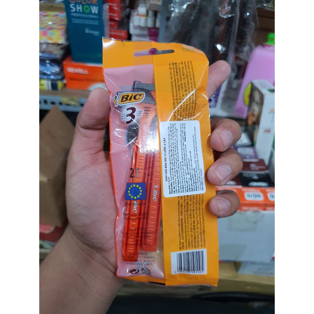 DAO CẠO RÂU BIC - 3 LƯỠI - 2 CÂY/TÚI
