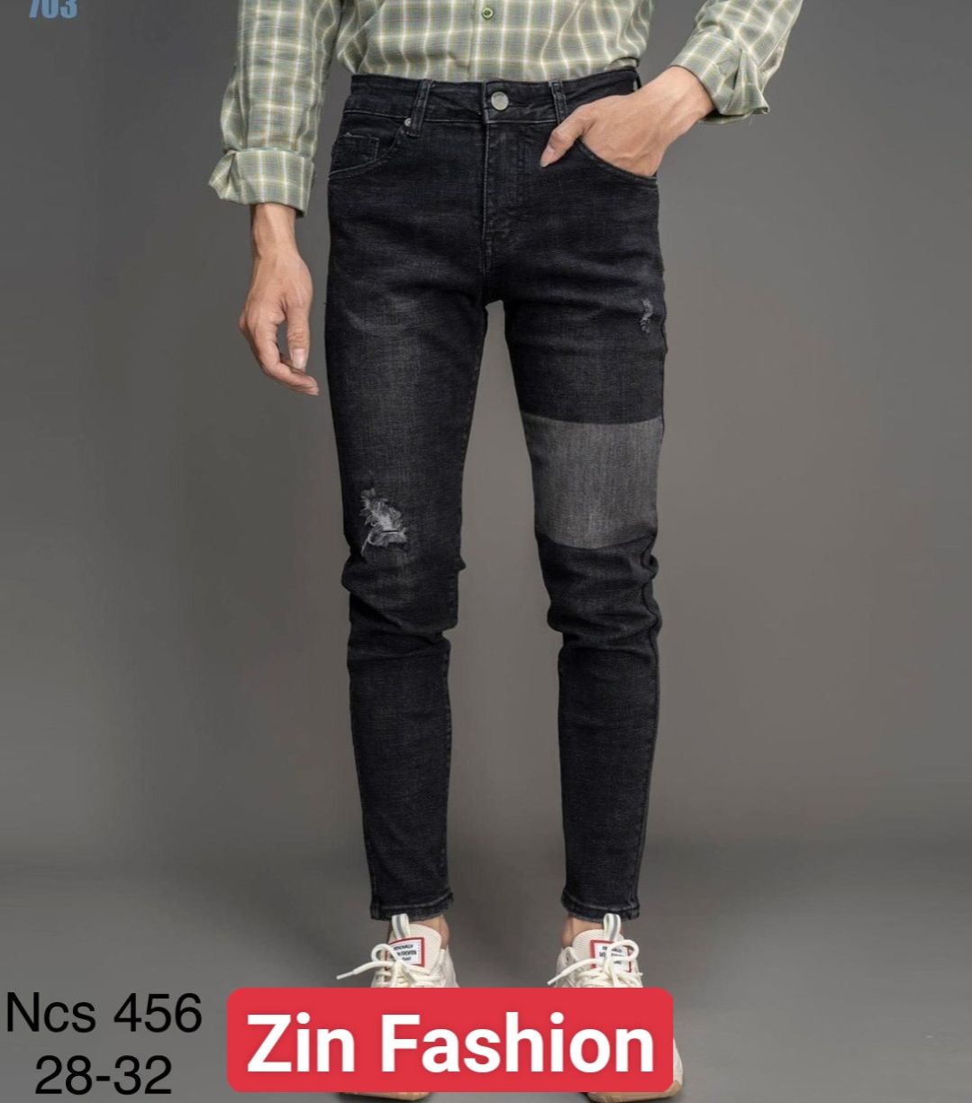 Quần jeans nam xanh chất jean co giãn rách gối mới size 28-32