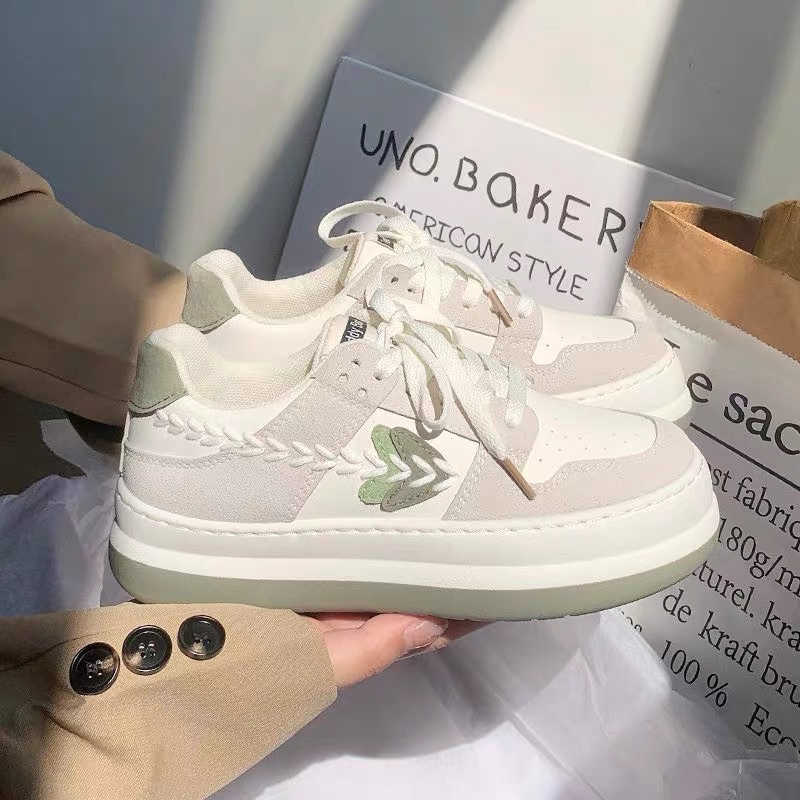 Giày thể thao nữ TED viền lúa độn đế cao 5cm chất liệu da siêu đẹp mẫu mới nhất 2022 hot trend giày sneaker nữ phong cách thời trang đi học