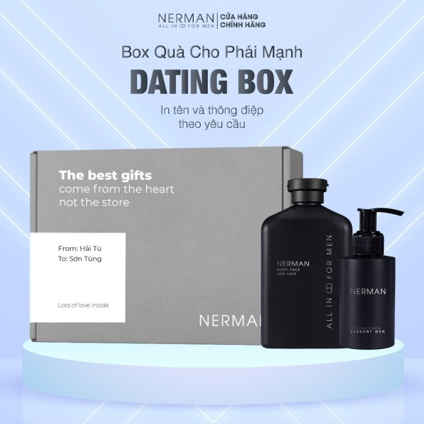 Bộ quà tặng nam giới DATING BOX - Sữa tắm gội Gentleman 3in1 hương nước hoa cao cấp 350ml & Gel vệ sinh nam Elegant 50g