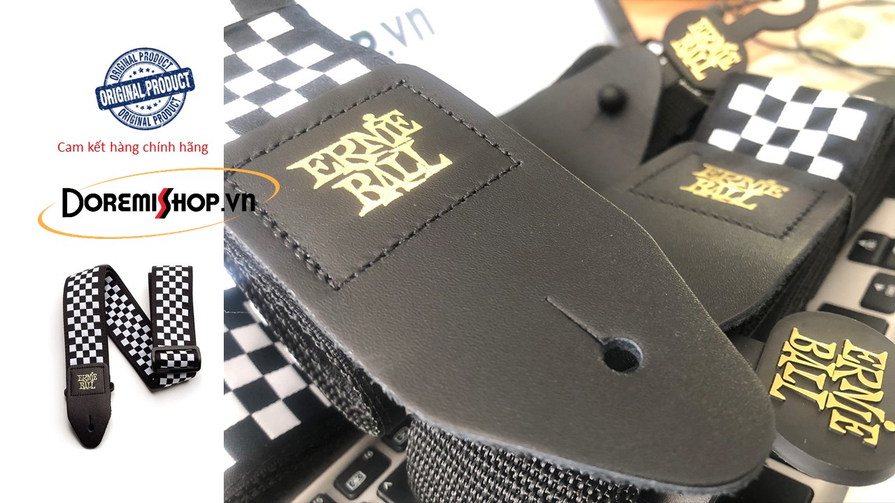 [HCM]Dây đeo đàn Ernie Ball Trắng Đen P04149