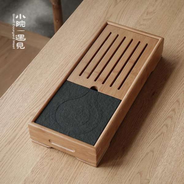 Sân Nhỏ Gặp Tre Nước Khay Trà Cỡ Vừa Phong Cách Nhật Bản Đá Ô Kim Khô Khay Trà Tatami Loại Nhỏ Khay Trà