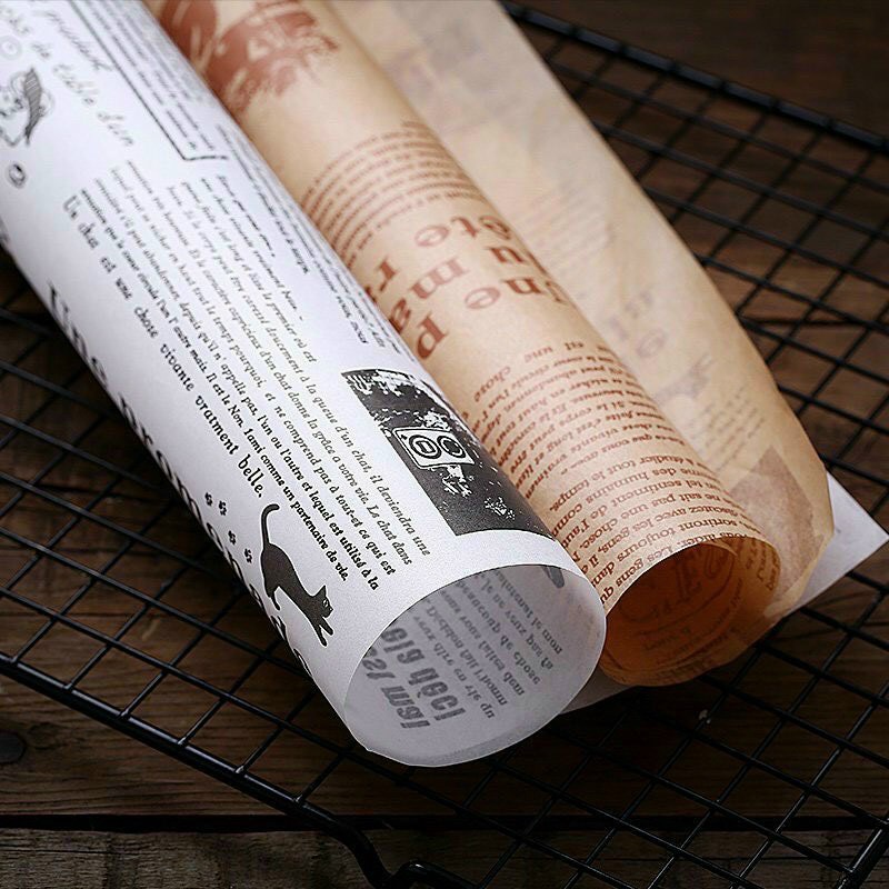 Giấy nến gói bánh - lót nồi chiên - giấy thấm dầu hình tờ báo