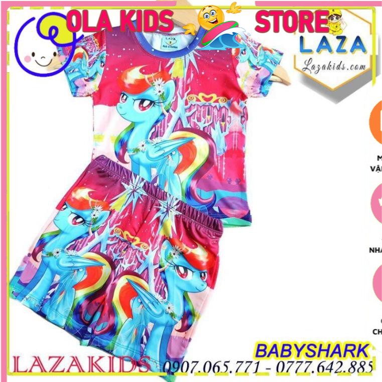 Quần áo bé gái từ 5-14 tuổi- Đồ bộ bé gái - Hoạt hình 3D PONY thun lạnh 4 chiều BABYSHARK