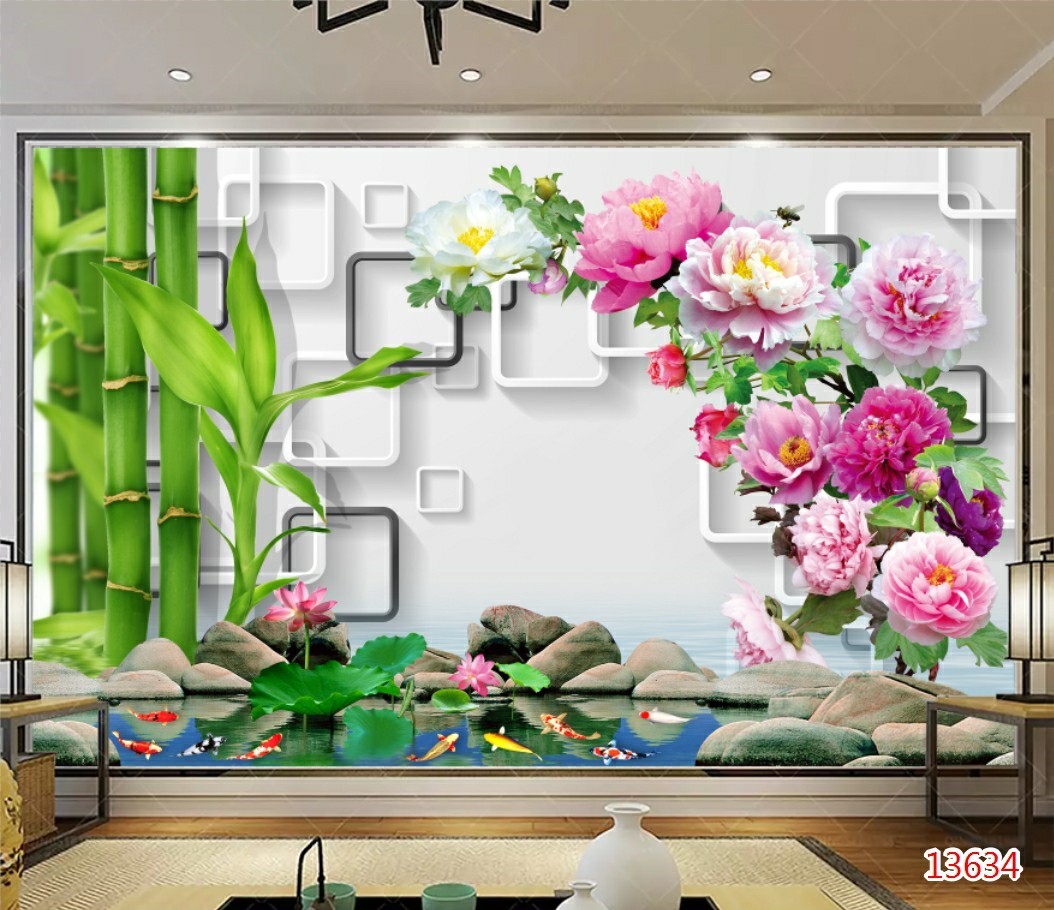 tranh dán tường 3d hoa mẫu đơn trang trí phòng khách phòng ngủ đẹp giá rẻ chất liệu decal pp keo sẵn bóc dán PA tranh dán tường 3d hoa mẫu đơn trang trí phòng khách phòng ngủ đẹp giá rẻ chất liệu decal pp keo sẵn bóc dán PA