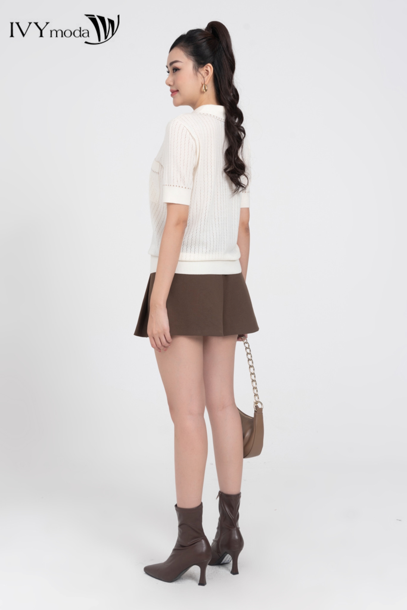 Áo len lông cừu đục lỗ IVY moda MS 57M7808