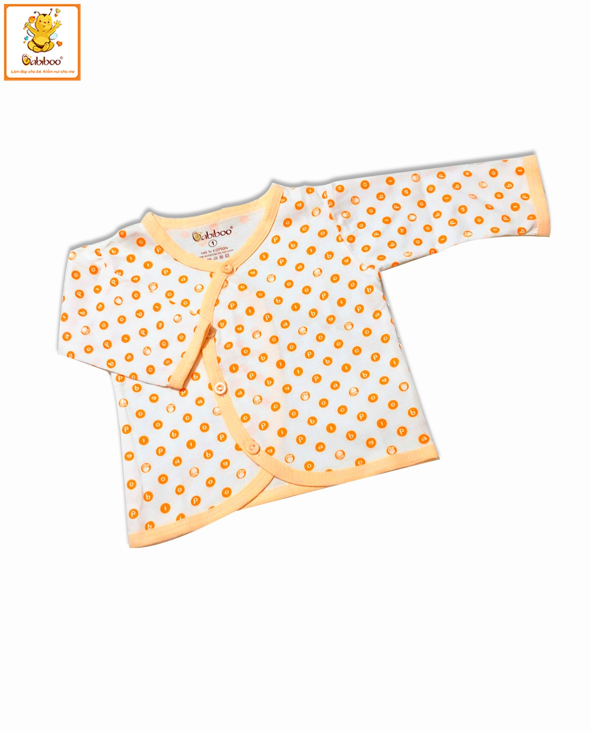Áo sơ sinh cổ tim chấm bi tay dài BABIBOO - BB47